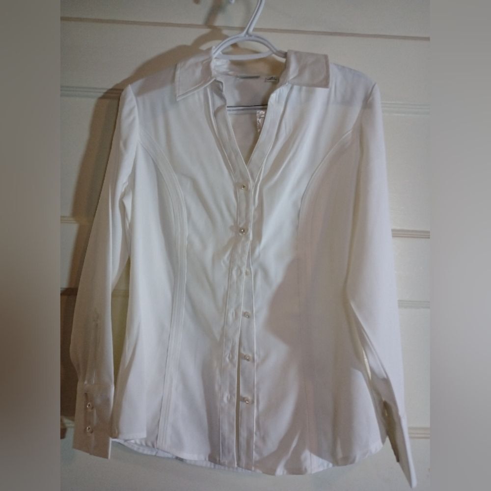 Cato medium white button down shirt new w tags